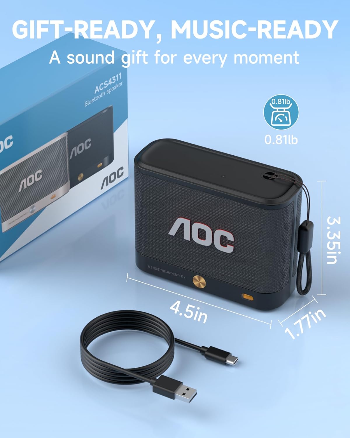 AOC Portable Bluetooth Speaker, Shower Speaker, BT 5.4 with Wireless Stereo Pairing, BassUp, IP67 Waterproof, Dustproof, 30-Hour Playtime, Compact Small for Home, Outdoors, Travel, Black 9 71HRyy6WS2L. AC SL1500