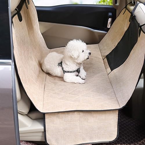 Miniatura 10 de Vivaglory Fundas de asiento de coche para perro, ventana visual de malla con correa adicional y hebillas, fundas impermeables y antideslizantes para