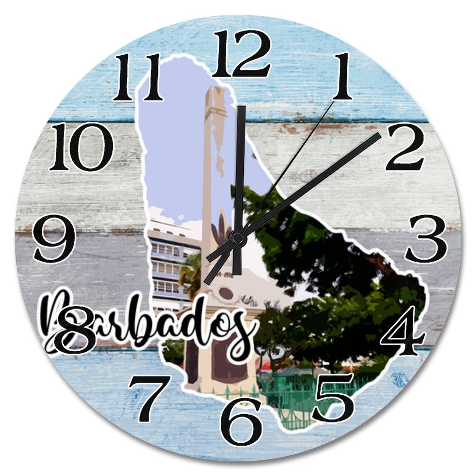 Horloge murale silencieuse à piles 30 cm motif Barbade