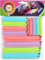 Doukey 12-Pack Plastic Chip Clips: Airtight Bag Seals in 3 Sizes (2.75", 4", 5.7") & 4 Bright Colors - Durable Kitchen Must-Have