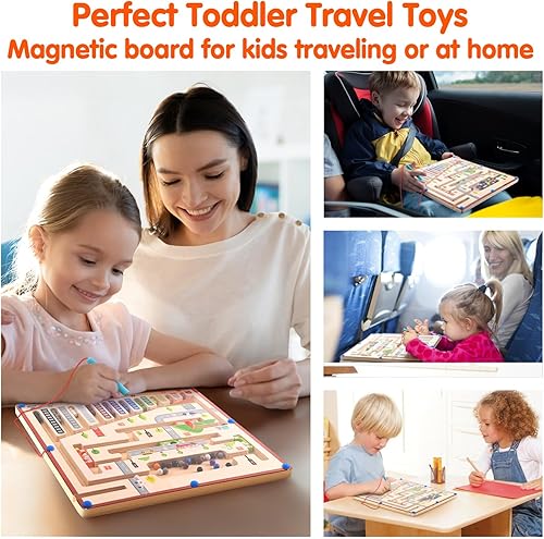 Miniatura 5 de Laberinto magnético de color y números, 2 formas de juego, juguetes Montessori para niños de 3, 4, 5, 6 años, tablero de rompecabezas a juego de