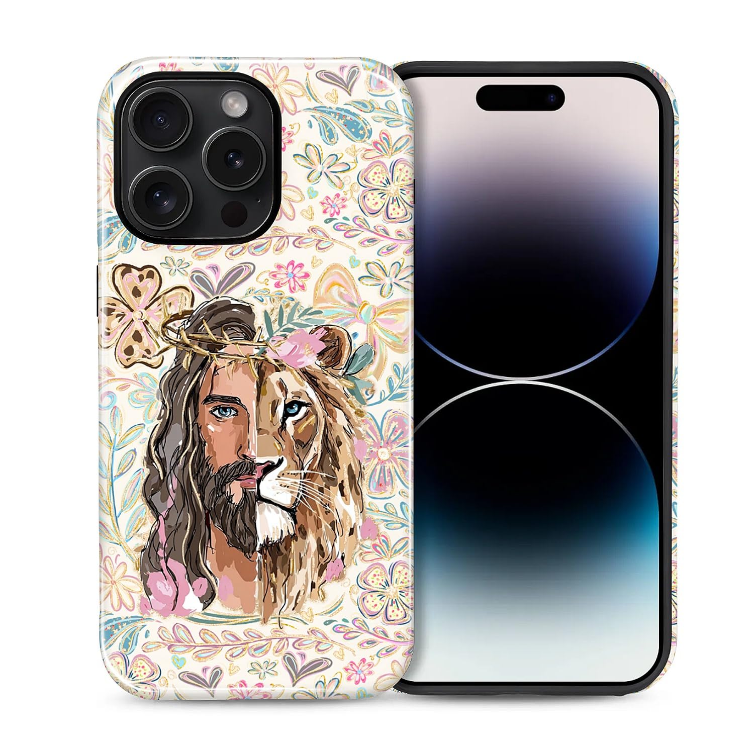 Coque iPhone 14 Pro Max contre les chutes motif Jésus Lamb - 8