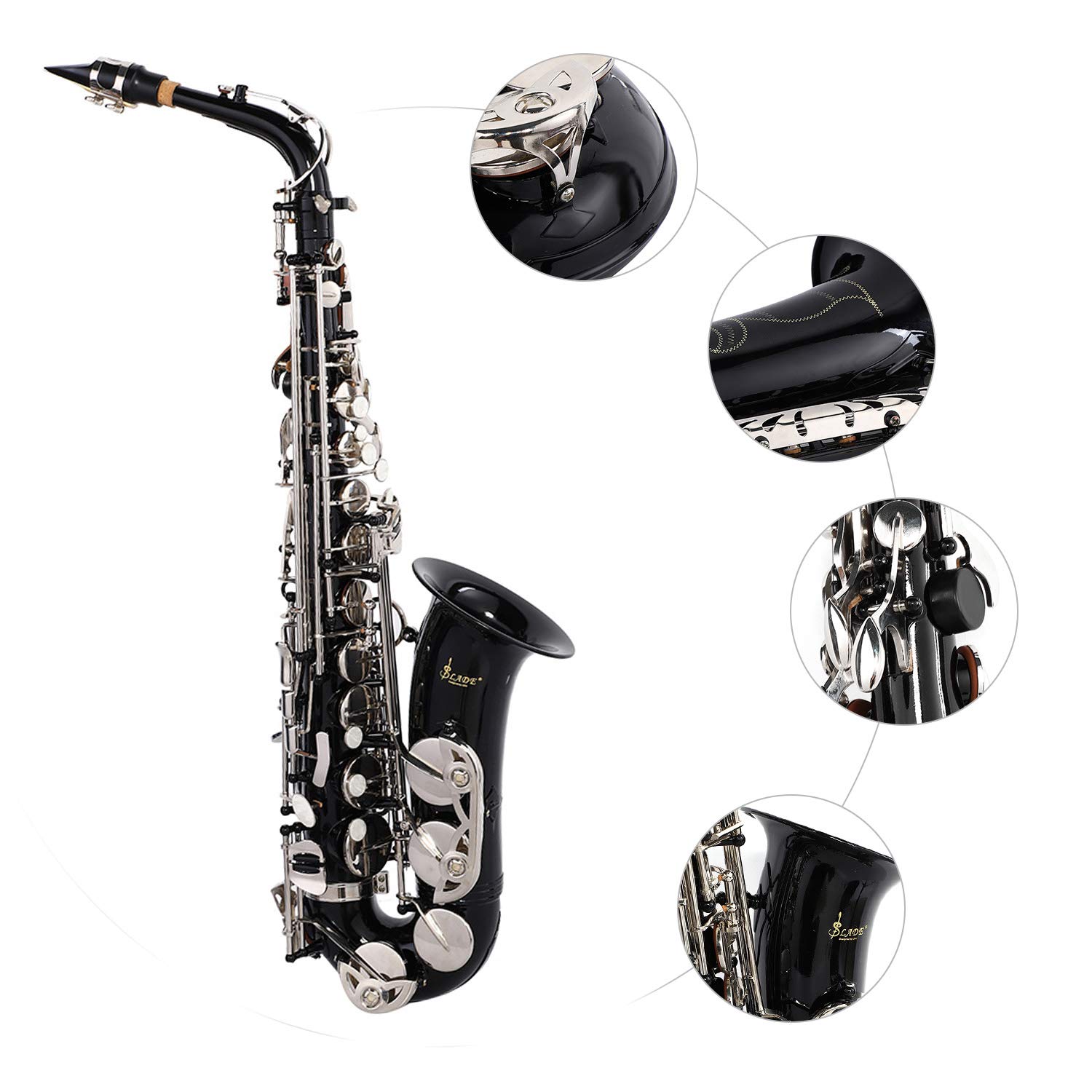 Sax, RiToEasysports SLADE Sassofono Mediante Mib Sassofono Contralto con Accessori Nero