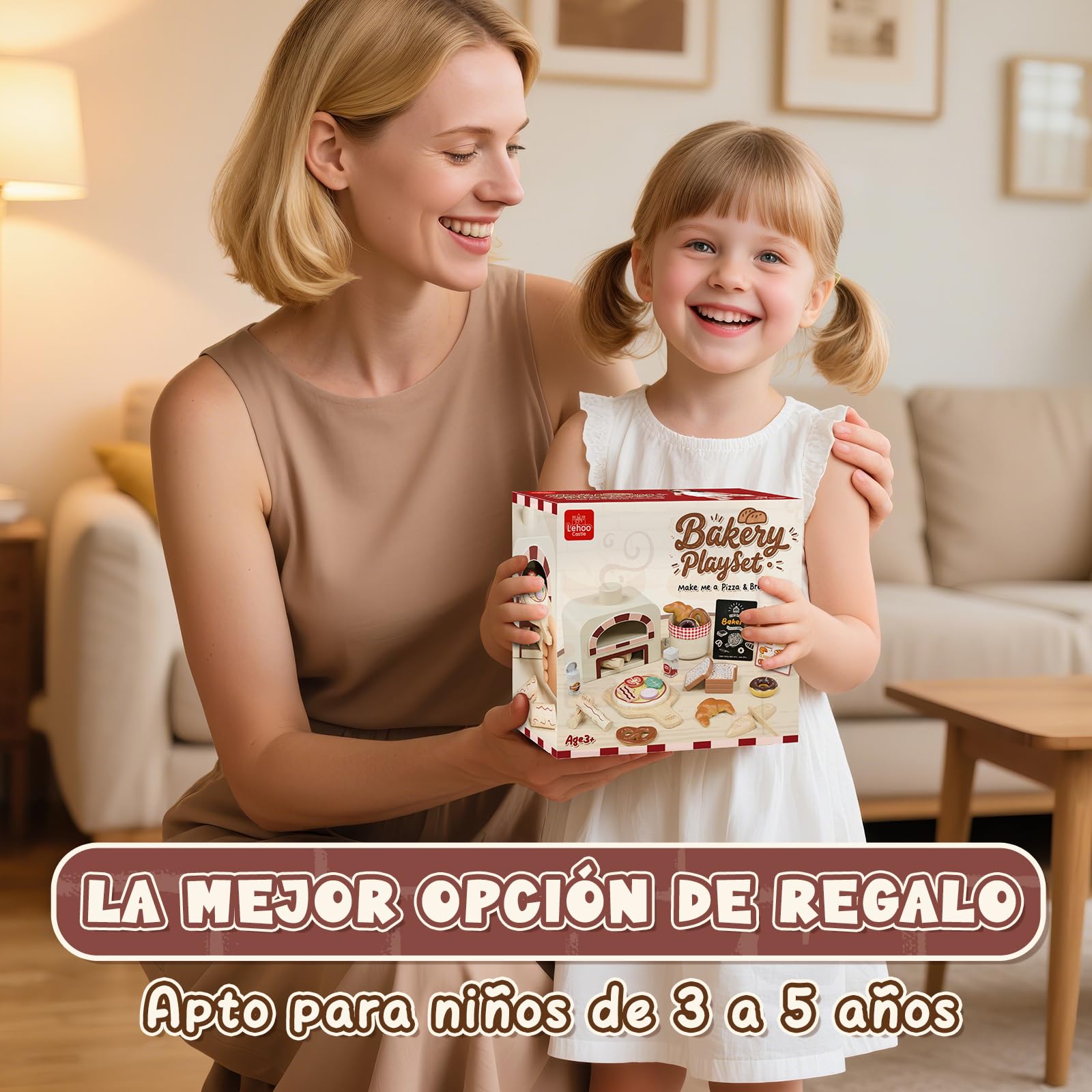 Lehoo Castle Accesorios Cocina Juguetes, Comida Madera Juguete, Accesorios Cocinita Infantil, Pizza Juegos, Juguetes Niños 3 Años