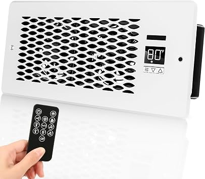 Built-in Register Booster Fan with Cover for Air Heat Vent with Fan, Fits 4"x10" Duct/Ceiling/Floor Vents, Improves AC & Heating/Cooling, Quiet 10-Speed Household/Bedroom Ventilation