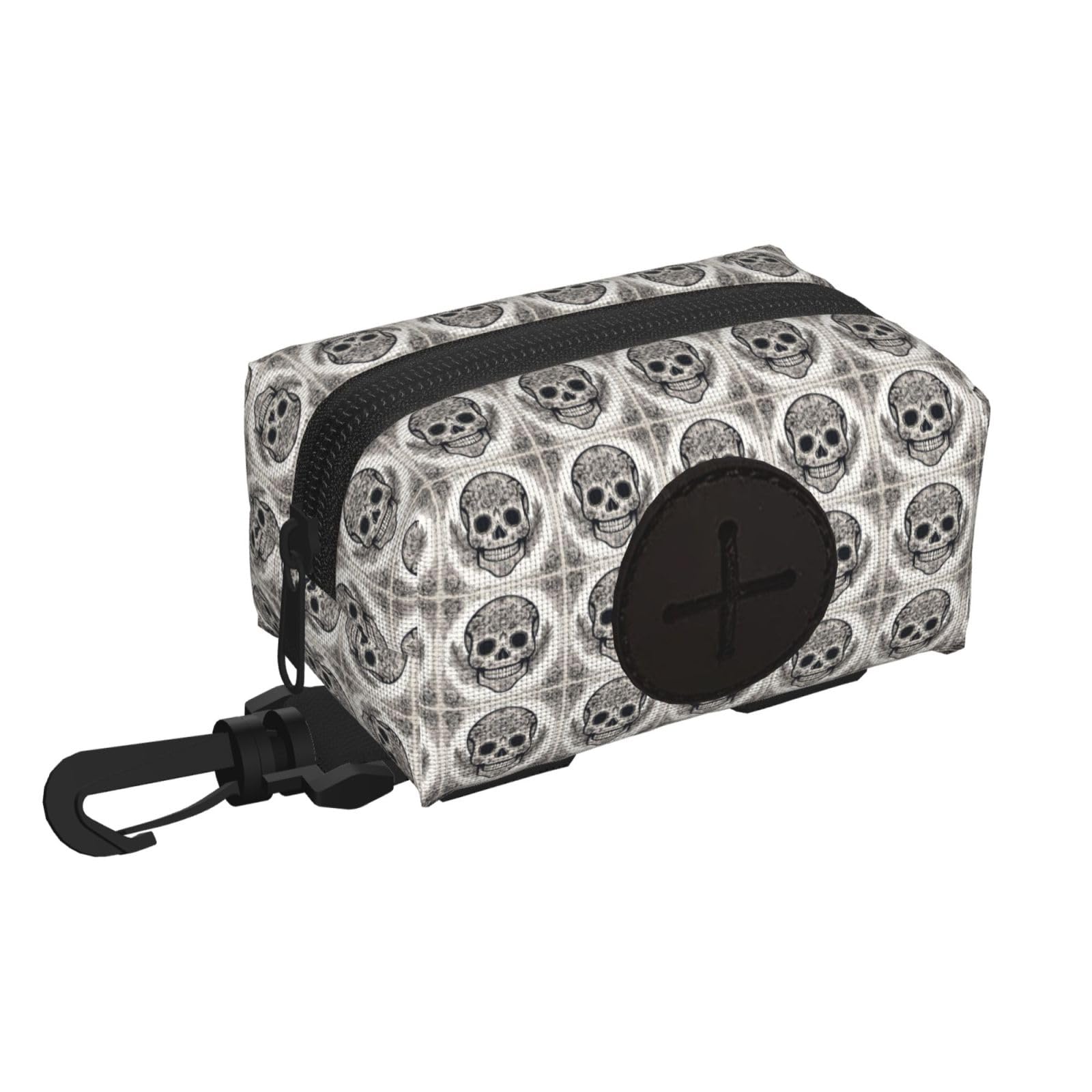 Pphgut Black Mexican Skull Print Waterproof Pet Waste Treat Bag Outdoor Walking Hiking Pouch Camping Accessory