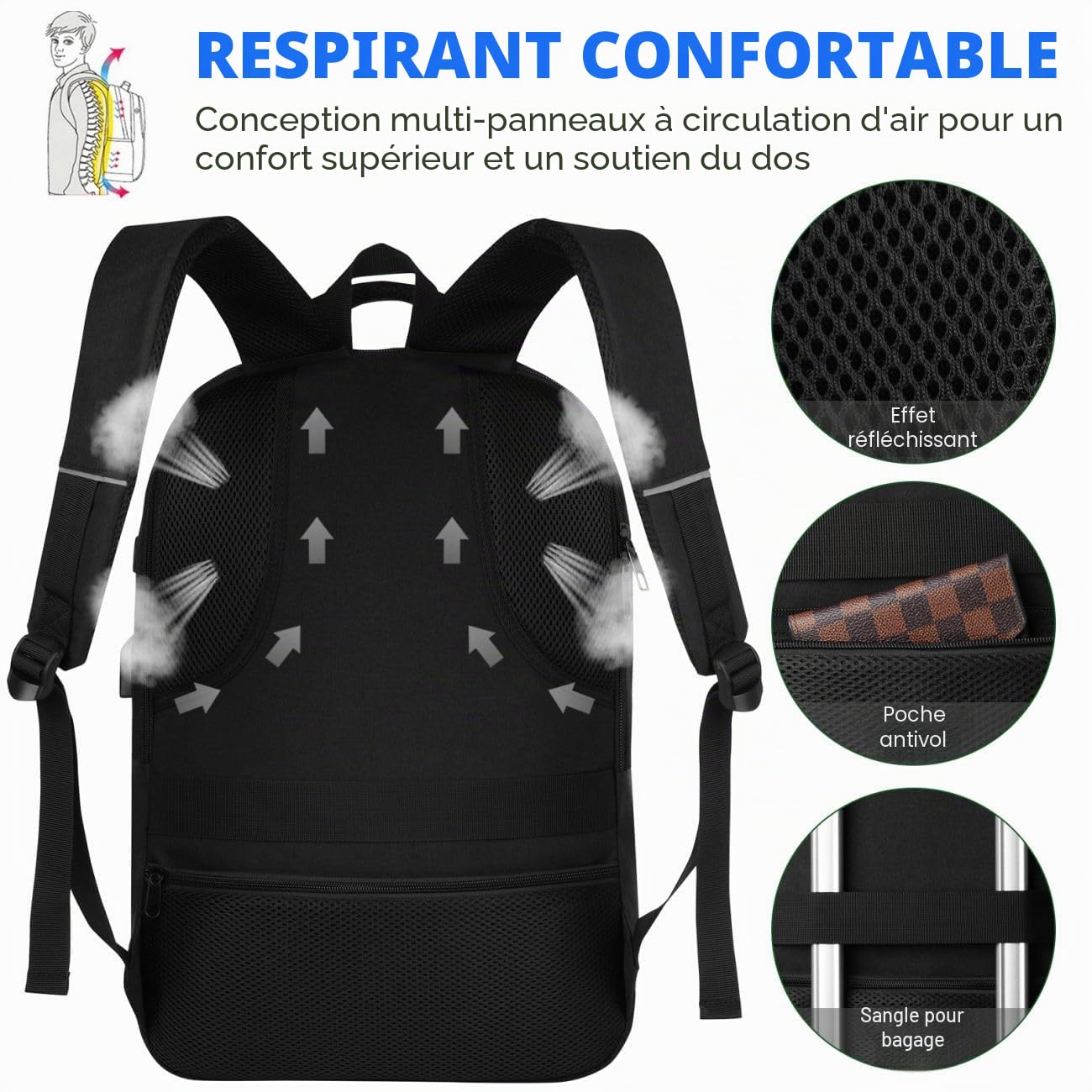 YAMTION Sac a Dos Scolaires,Cartables D'école Sac a Dos Ordinateur College Université Lycée pour Homme Ado Garcon