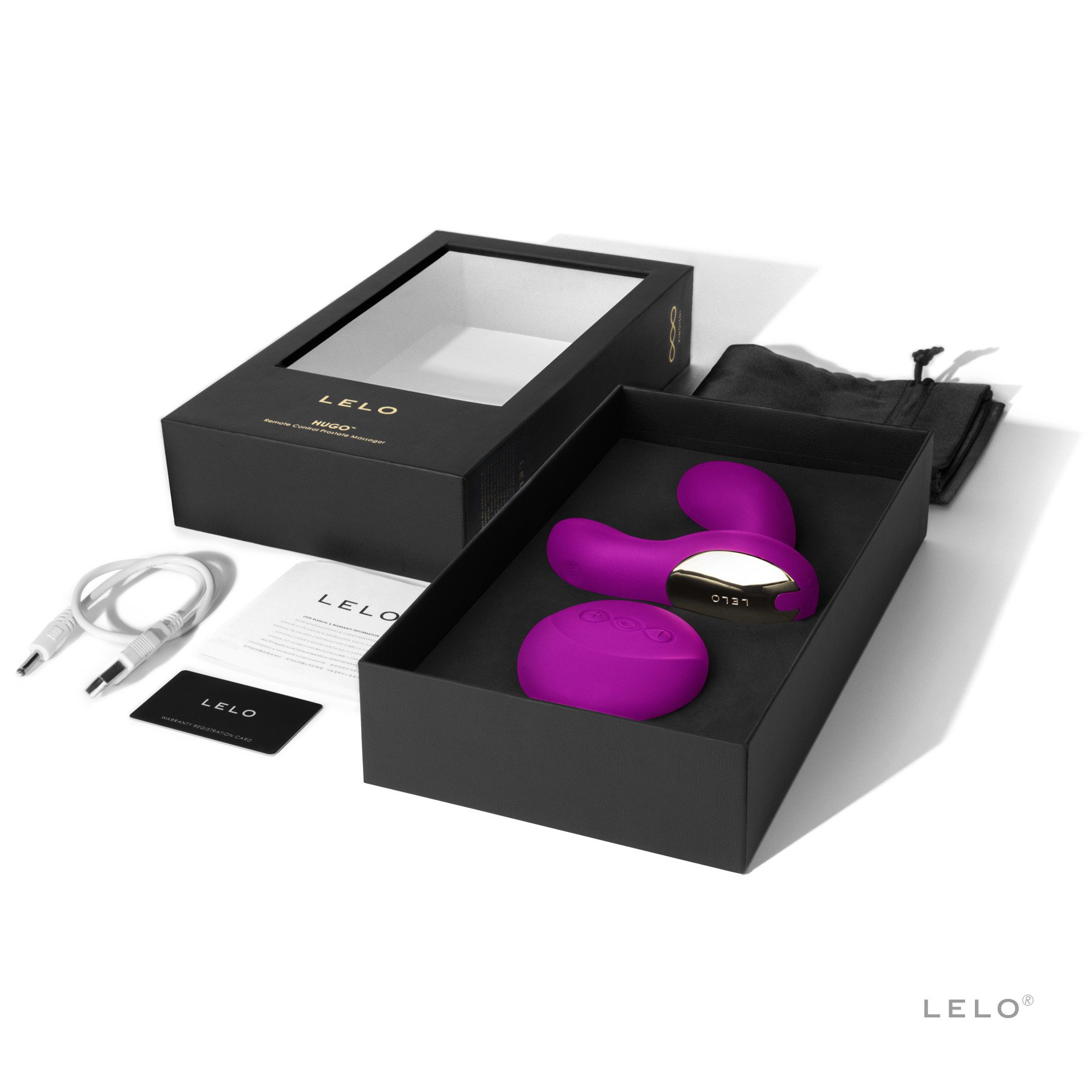 LELO Hugo Stimolatore Prostatico da uomo, Deep Rose, telecomandato - Massaggiatore Prostatico con doppi motori - Vibratore Anale