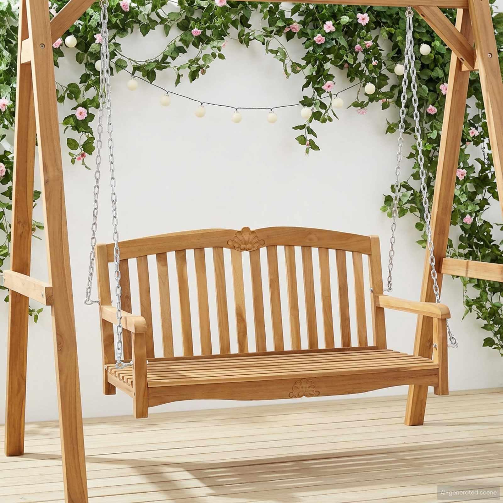 vidaXL Huśtawka 114 x 60 x 60,5 cm Lite drewno teakowe naturalny
