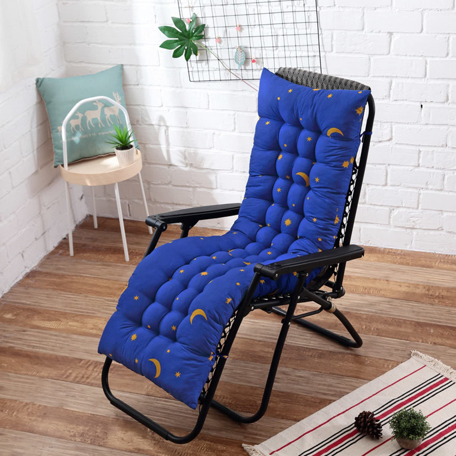 ADSEA Indoor Bench Cushion,Solid Color Lounger Patio Cushion,Soft High Back Reclining Chair Cushion,With Ties For Patio Chairs-D 125x48x8cm(49x19x3inch)