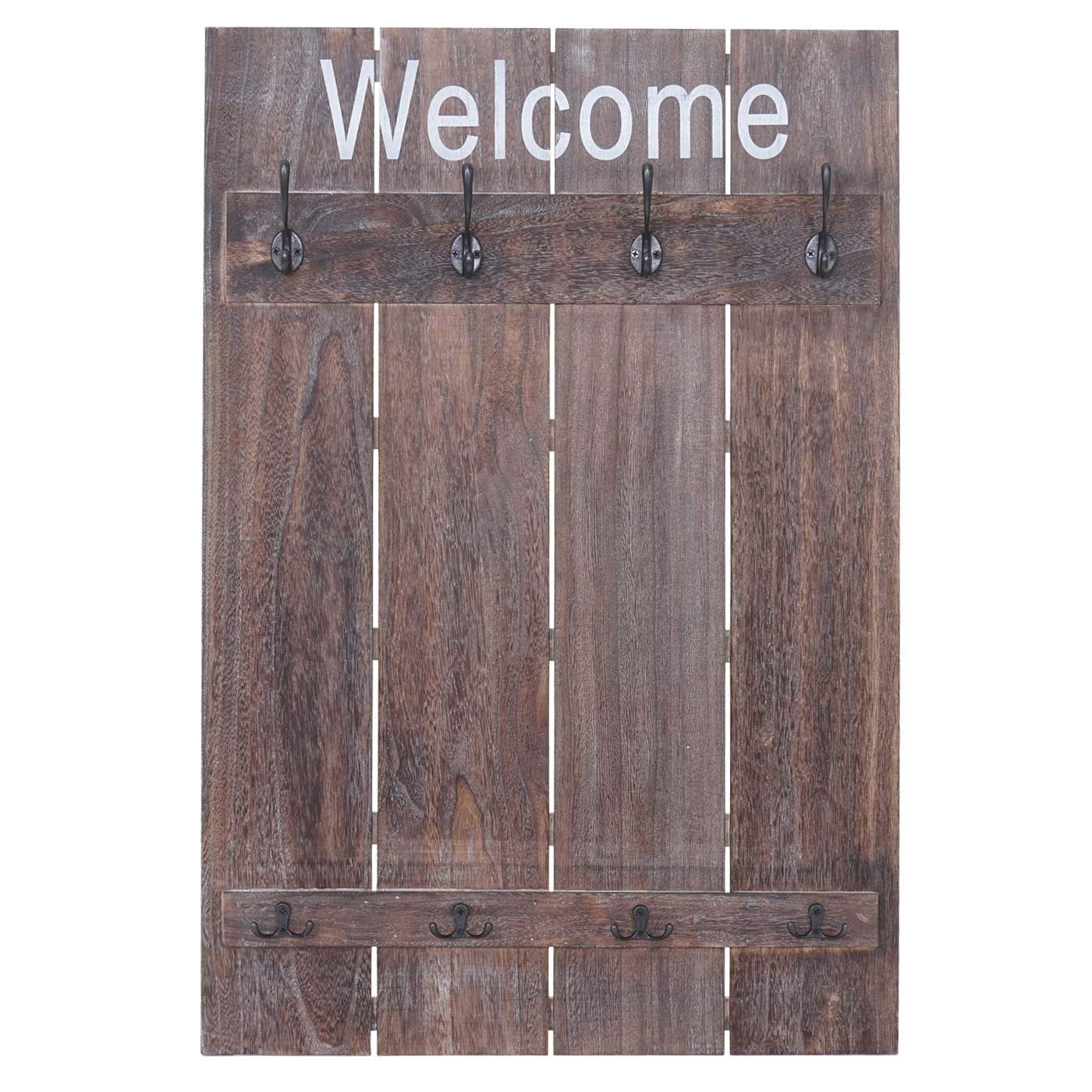 Mendler Appendiabiti guardaroba attaccapanni shabby vintage HWC-C89 90x60cm Welcome marrone