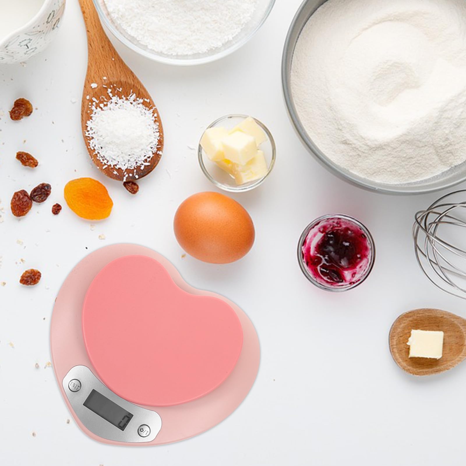 Báscula de Cocina Electrónica Rosa de Plástico Precisión 1g-5Kg Mini Digital para Repostería y Horneado Adecuado para Hogar Panaderías y Control Dietético