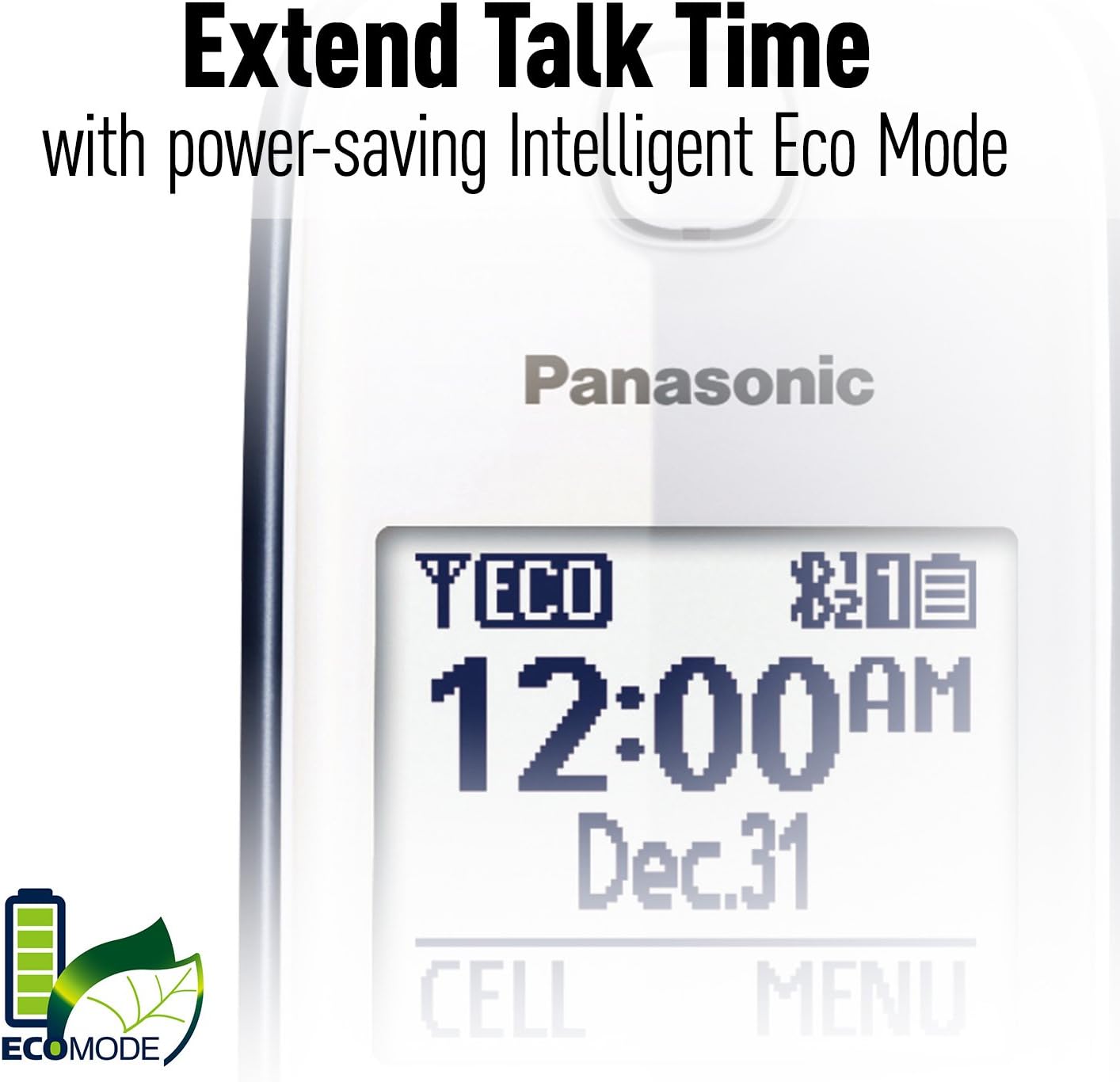 Il display del telefono Panasonic mostra l'indicatore della modalità 'ECO'