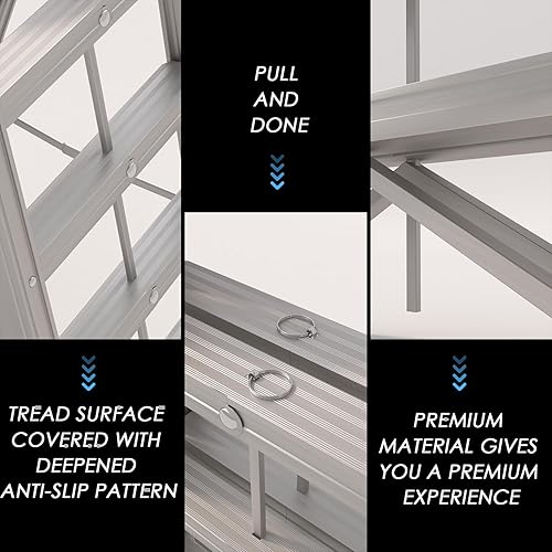 Miniatura 4 de APARECIUM Escalera de aluminio, escalera frontal plegable doble, escalera plegable de 4 escalones, taburete compacto con pedal ancho antideslizante,