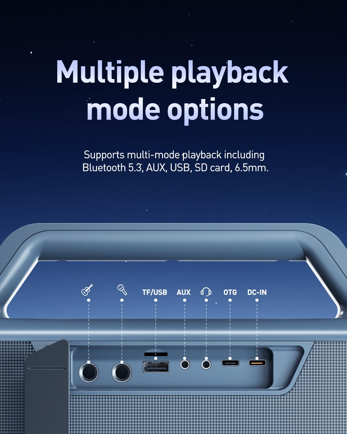 YEAHBOX Thunder 500 - Altoparlante portatile Bluetooth per karaoke, 200 W massimo, con 2 microfoni wireless, sistema PA e luci LED, per interni ed esterni, feste in casa, supporta EQ/AUX/USB/TF