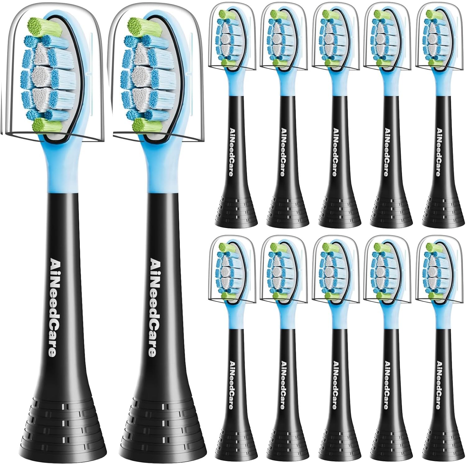 12 Pack Toothbrush Replacement Heads for Philips Sonicare, Electric Brush Heads Compatible with Phillips Sonic Snap-on Care Head (Black)