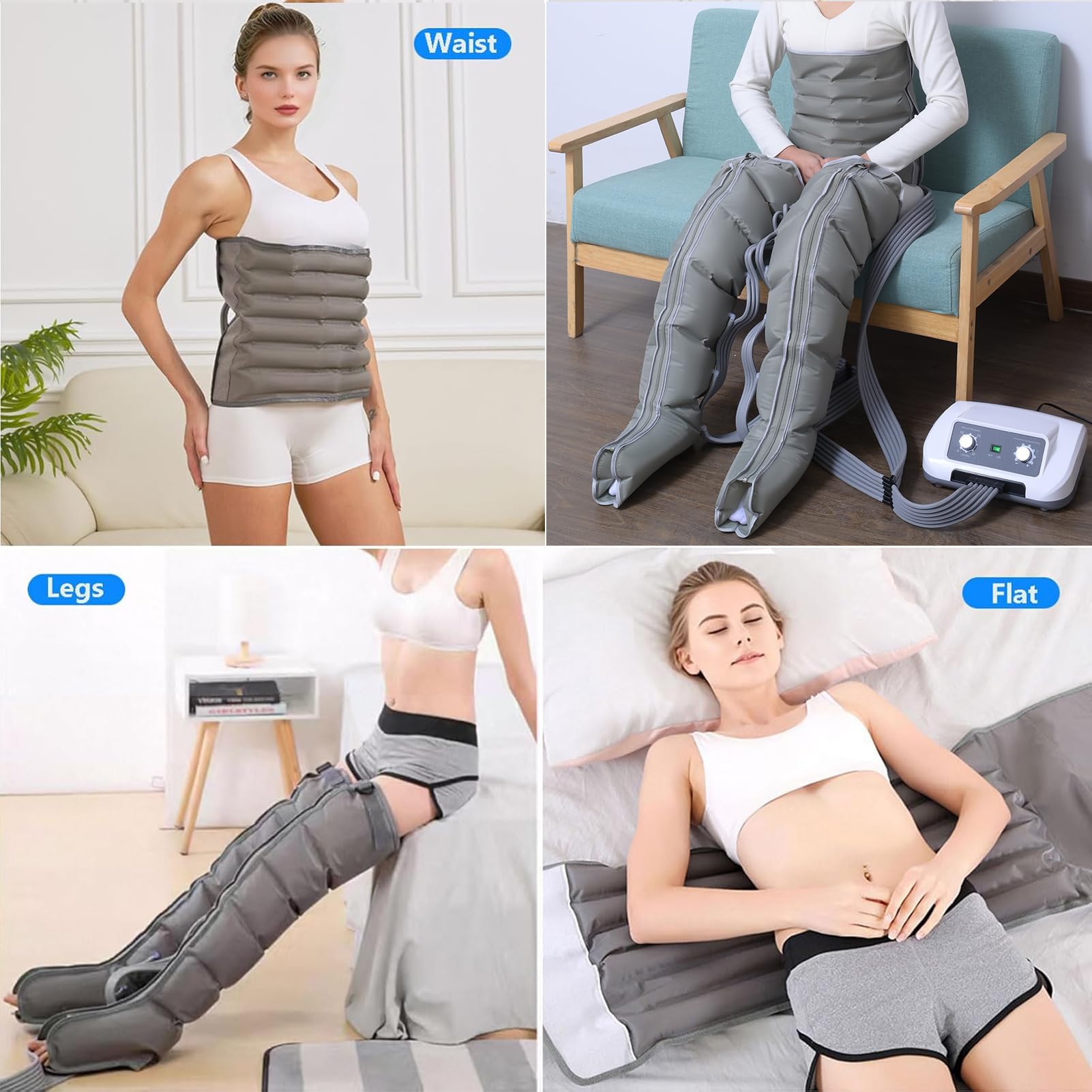 Lymphdrainage Gerät︱ Lipödem Massagegerät︱Für Beine︱ Füße︱ Arme Und Unterleib︱ Massagegerät︱ Einfaches Einstellbar Und Anwendung︱ 6 Luftkammern︱ (Optionales Kombipaket) (2 Beine + Taille)