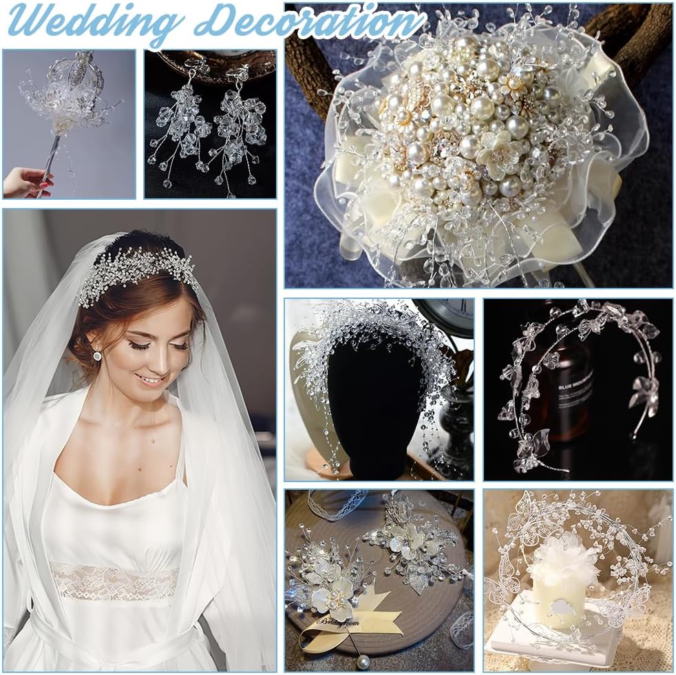 AHANDMAKER 20 Stems Acrylic Glass Flower Artificial Bouquets Acrylic Bead Drops Flower Branches Clear Floral Stems Decorative Twig for Wedding Party Home Decor