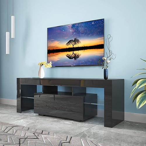 Miniatura 6 de Soporte de TV LED moderno para TV de 505560 pulgadas centro de entretenimiento para juegos de TV con luz LED RGB consola multimedia gabinete de TV