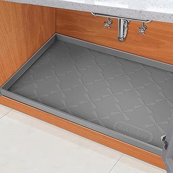 SIKADEER 25" x 22" Under Sink Mat Waterproof, Silicone Mat Kitchen Drawer Shelf and Cabinet Liner, Sink Protector for Kitchen Organizers and Storage, Boot Tray Pet Food Mats
