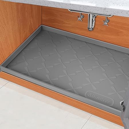SIKADEER 25" x 22" Under Sink Mat Waterproof, Silicone Mat Kitchen Drawer Shelf and Cabinet Liner, Sink Protector for Kitchen Organizers and Storage, Boot Tray Pet Food Mats