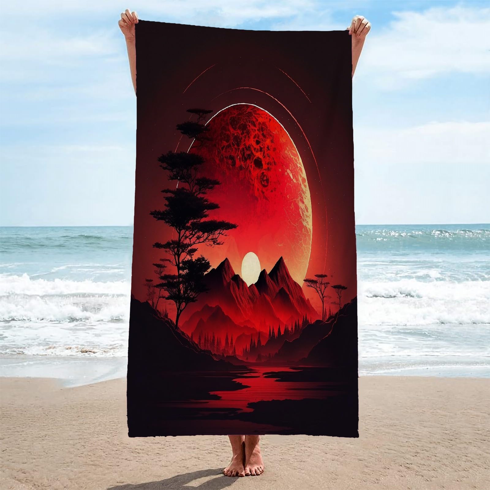 Toalla Playa Rojo Toallas Playa Grande Microfibra Anti Arena Planeta Playa Toallas para NiñA NiñO Adulto Piscina Toalha de Praia Mujer Hombre 200x200cm