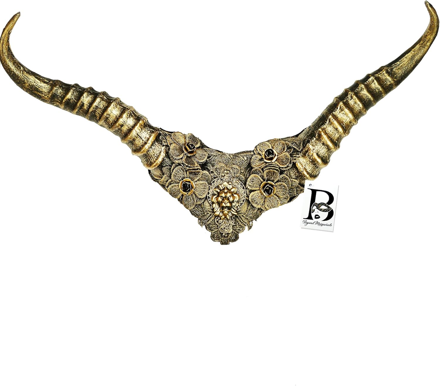 BEYOND MASQUERADE B Deer Ram Horns Gothic Headband Cosplay Goat Horns Wendigo Pagan Costume Antelope Animal Headdress Headpiece Halloween (Gold)