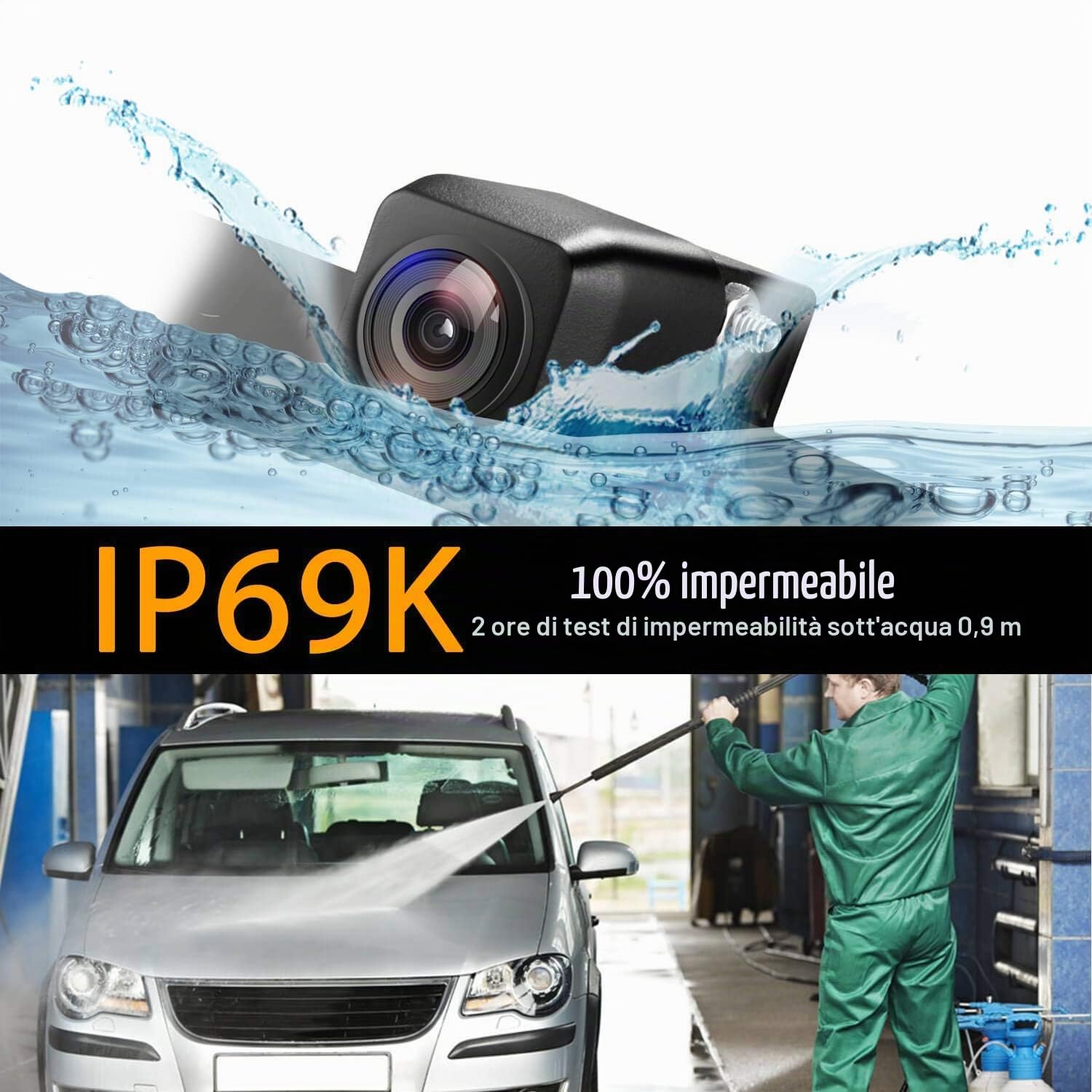 Telecamera di retromarcia HD 1280x720p integrata nella luce targa targa telecamera posteriore visione notturna Ip69K compatibile per Tiguan Touareg Golf 4 Mk4 Polo Passat B5 Fabia