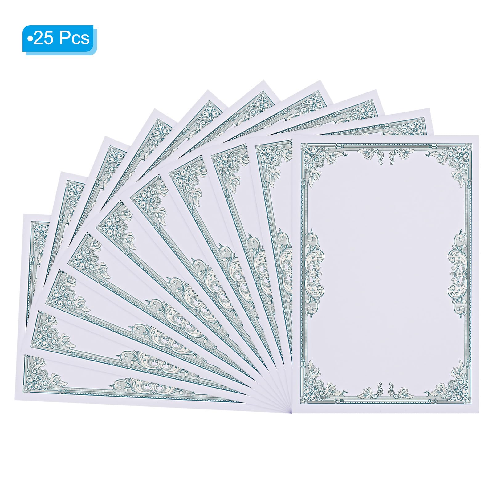 PATIKIL 25 Sheets Blank Certificate Paper, 8.5x11 Diploma Paper 180GSM for Office Business, Graduation, White Paper with Green Border - Image 3