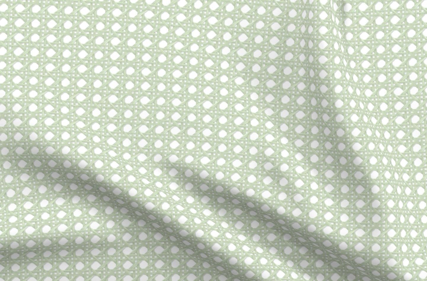 Spoonflower Fabric - Light Green Cane Weave Rattan Weaving Design Boho Chic Costal Beach Printed on Organic Cotton Sateen Fabric by The Yard - Sewing Quilting Apparel Home Decor