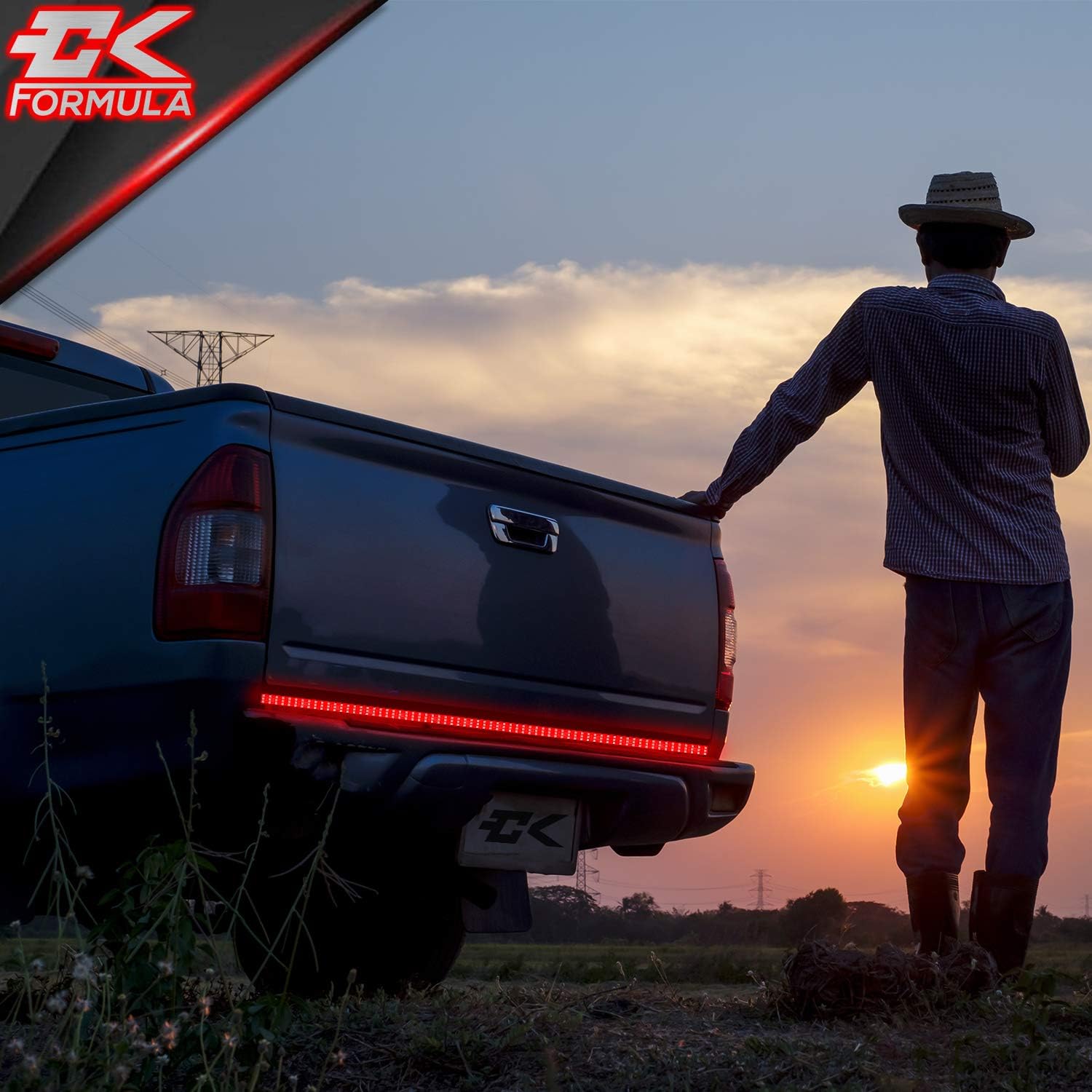 CK Formula 60” Triple Row LED Tailgate Light Bar - 5 Functions: Reverse, Brake, Running, Turn Signal, Double Flash Light Strip for Trucks, 2935 SMD LED Chips, IP67 Waterproof, 12V, 1 Piece