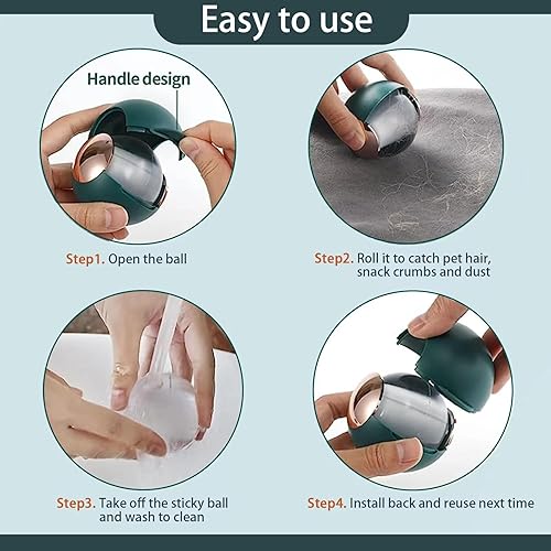 Miniatura 5 de AOBEKOS Rodillo de pelusas extra adhesivo para pelo de mascotas, pelusas de gel portátil reutilizable, removedor de pelusa de polvo lavable para