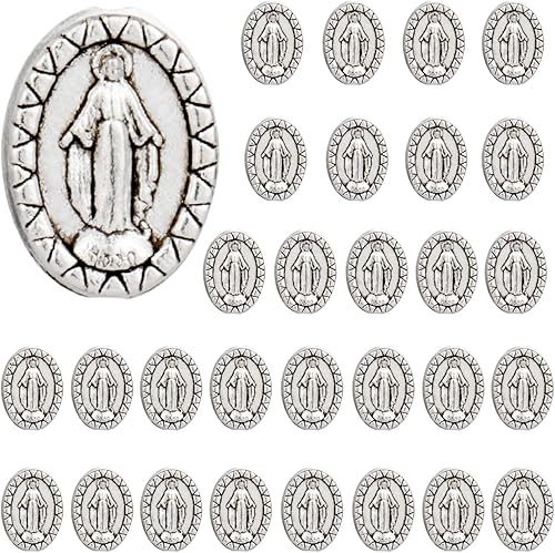 Our Lady Miraculous MedallaExorcism St. BenedictJesus Cross - Bedas sueltas para hacer joyas, rosario, collar, pulsera, cuentas espaciadoras
