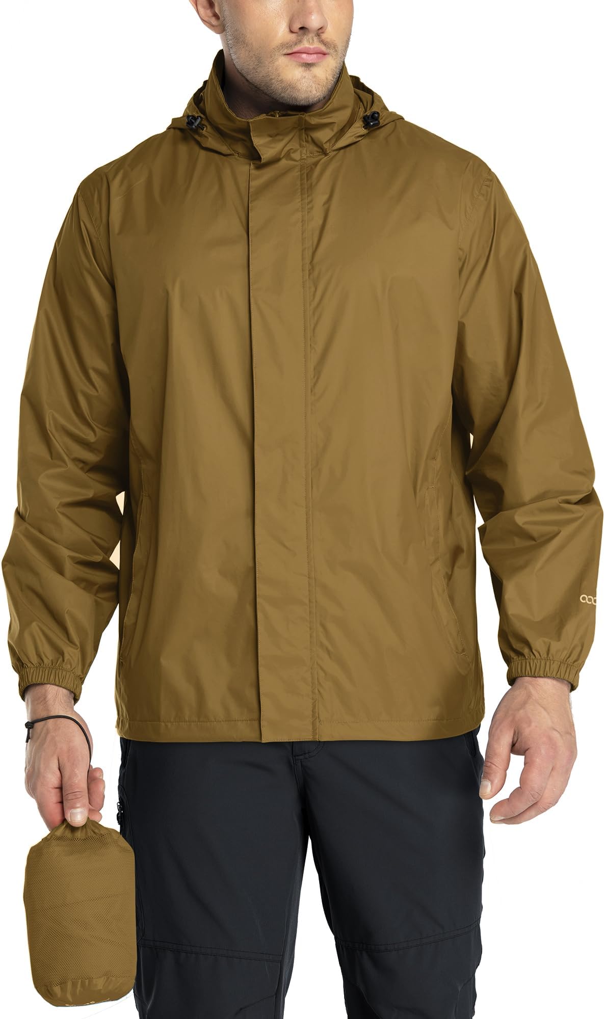 33,000ft Packable Rain Jacket Men's Lightweight Waterproof Rain Shell Jacket Raincoat with Hood for Golf Cycling Windbreaker