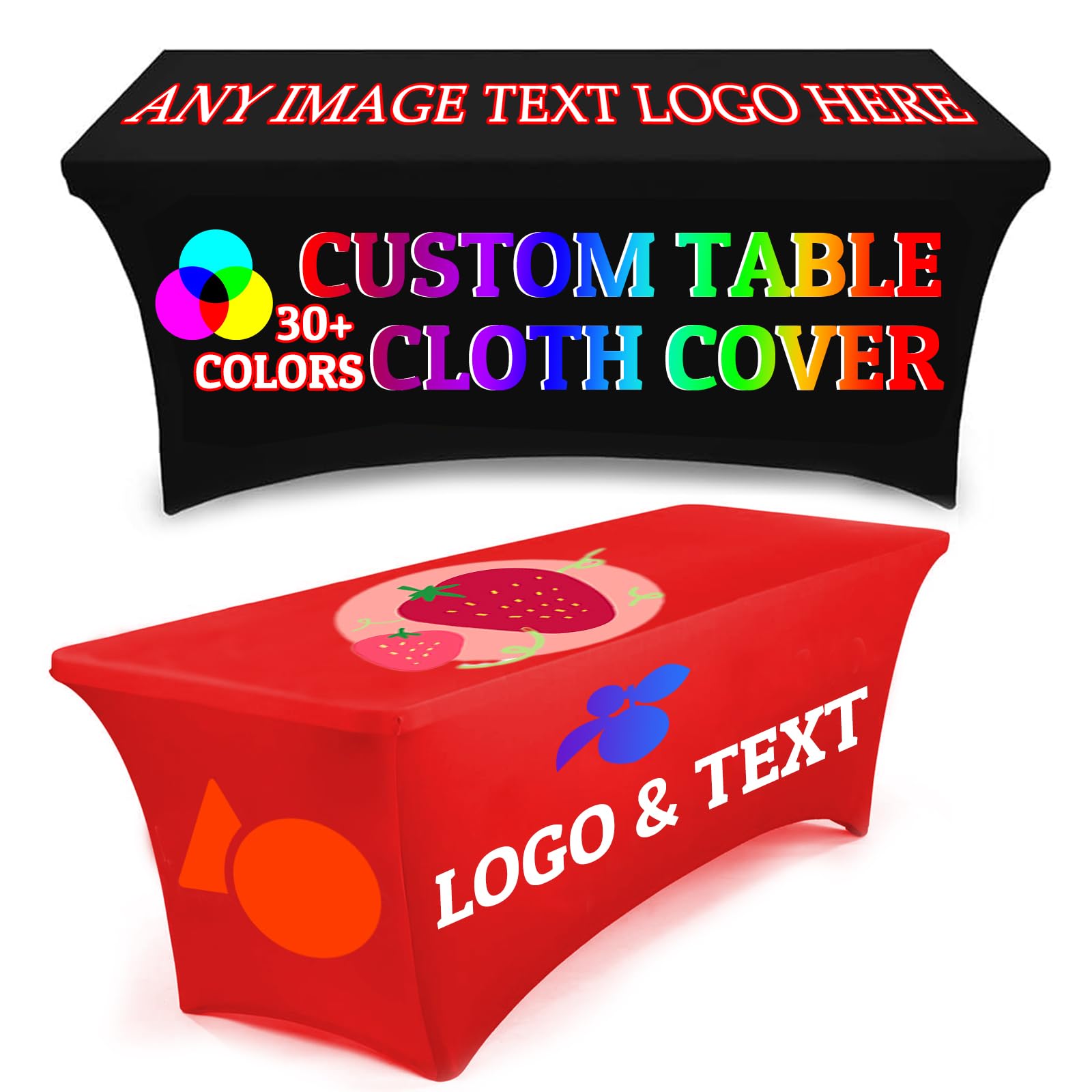 Nappe personnalisée avec logo entreprise en élasthanne extensible pour salon professionnel