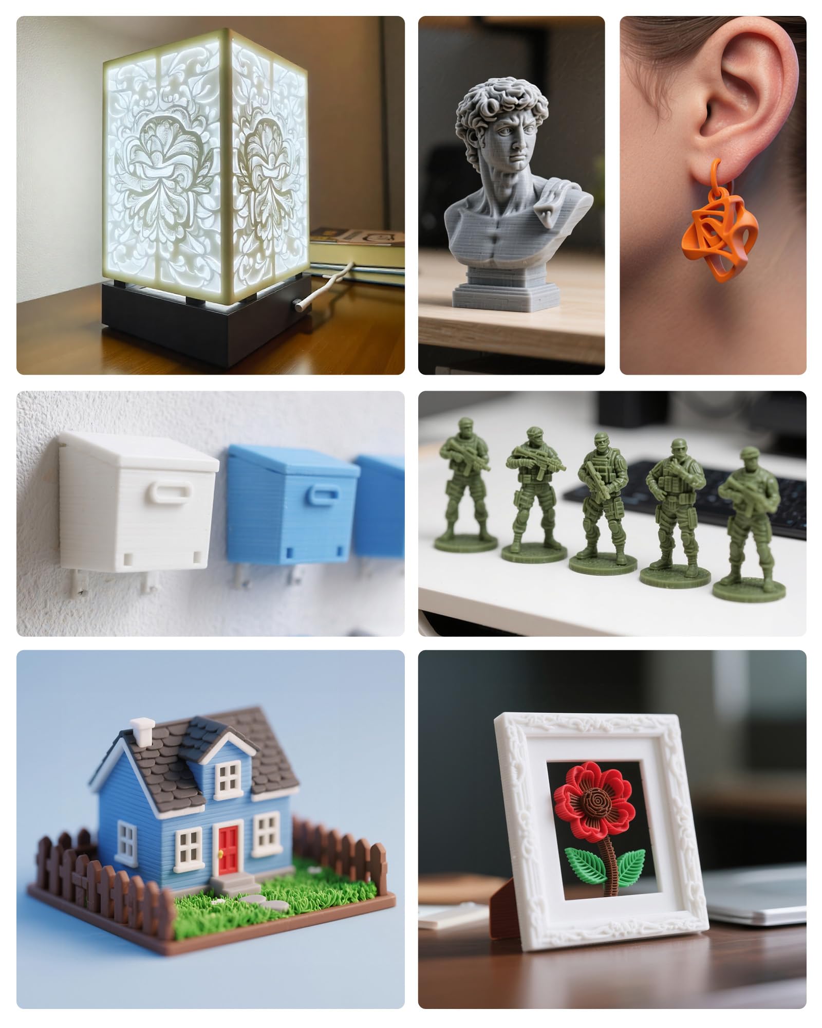 TECBEARS PLA+ Filament 1.75mm 4KG Himmelblau+Schokolade+Gelb+Rot | Verstärkt Zähigkeit PLA Plus 3D Drucker Filament, 0-300mm/s, 4 Spulen, 1kg pro Spule, +/- 0,02 mm