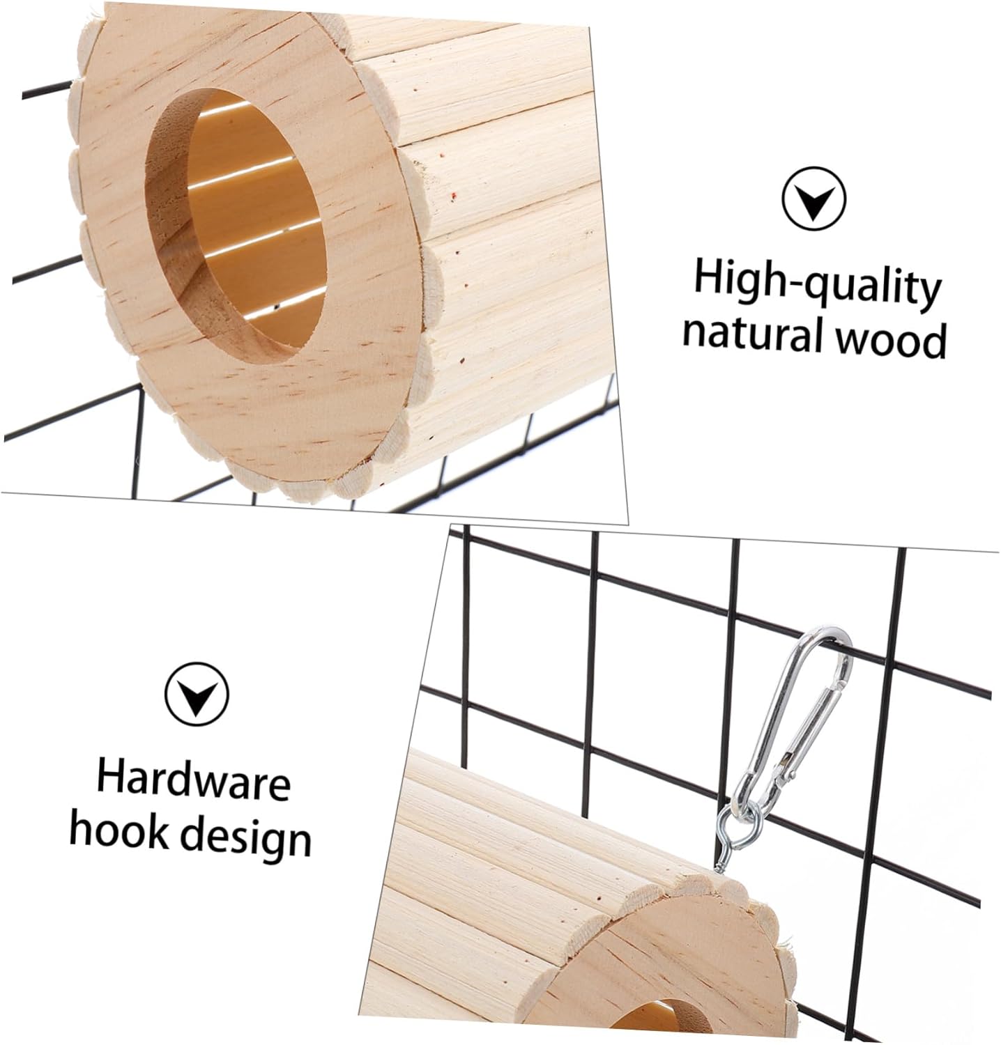 3PCS Natural Hamster Hideout Tunnel Set for Squirrel Chinchilla Guinea Pig Small Pets Cage Activity and Claw Sharpening Play Accessory