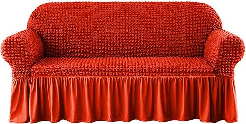 JNTKE Funda elástica 3D para sofá de dos plazas, funda elástica de elastano con falda, protector de muebles lavable para mascotas y niños (negro, 3 JNTKE Funda elástica 3D para sofá de dos plazas, funda elástica de elastano con falda, protector de muebles lavable para mascotas y niños (negro, 3