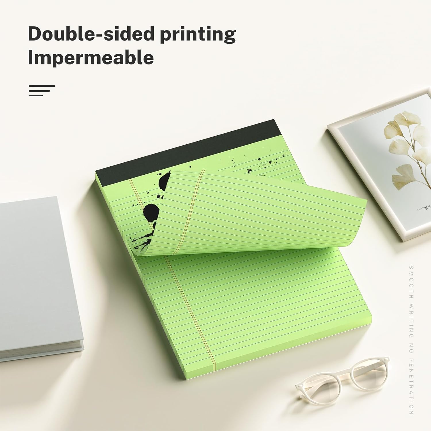 5 Pack Colored Legal Pads 8.5 x 11 College Ruled Paper Note Pads Narrow Ruled 50 Sheets per Notepad Perforated Writing Pad Durable Sturdy Back 8x11 Pads of Paper Pink Purple Blue Green Yellow - Image 4