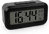 Digital Alarm Clock LED Display with Temperature Big LCD Digit Display Larger LCD Backlit Display Snooze Smart Brightness Sensor for Bedroom Home Office and TravelPlastic Black