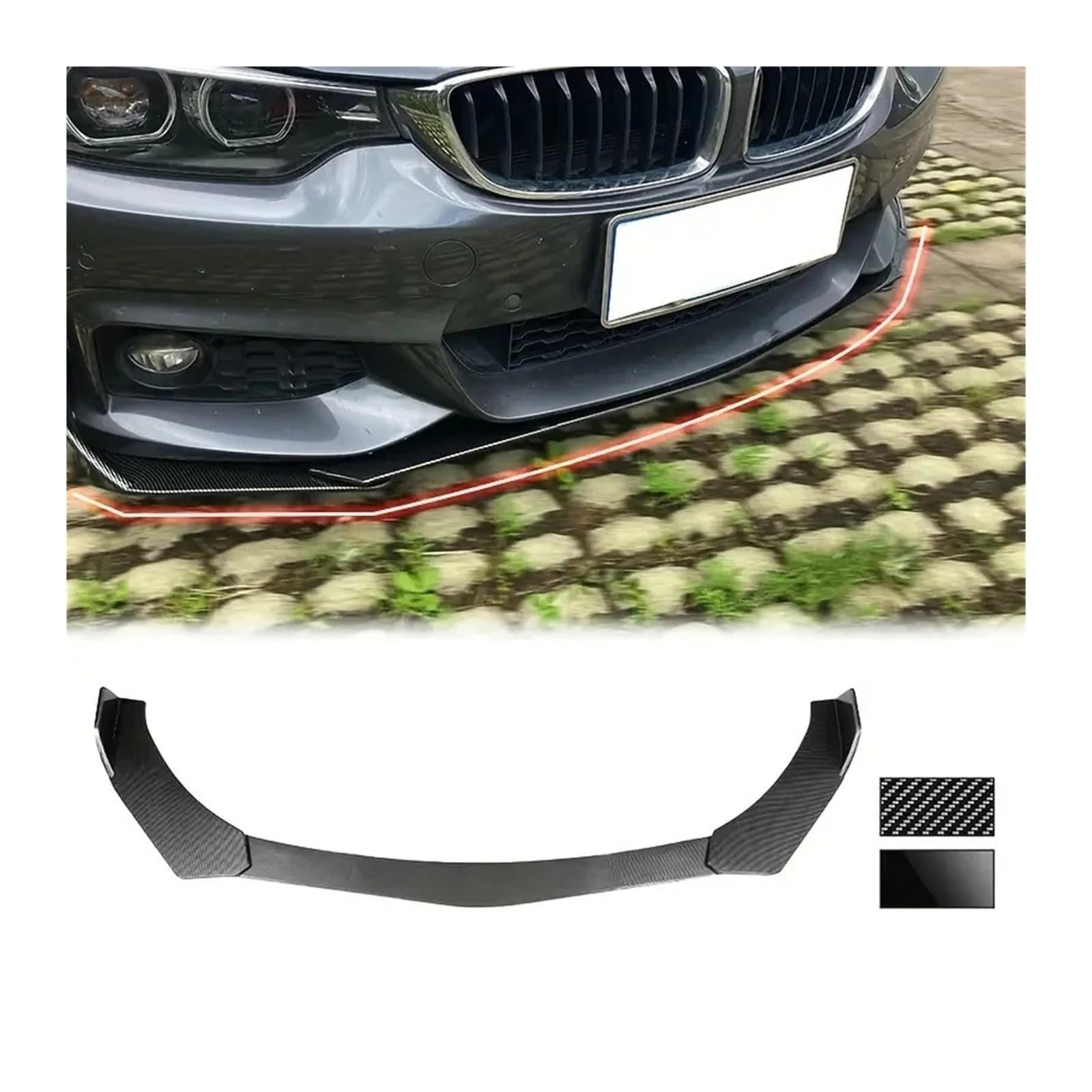 Shuogoufeng Store Uniwersalny zestaw zderzaka przedniego, spoilera, spoilera, spoilera Canard, 5 elementów Zestawy do stylizacji nadwozia(Black)