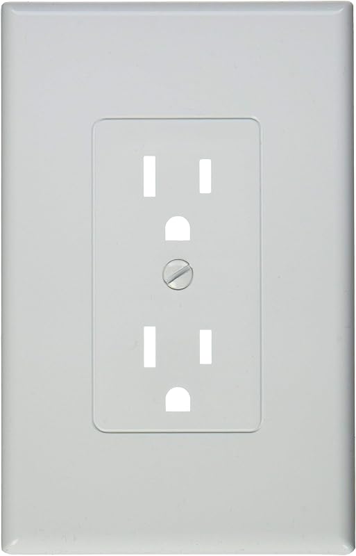 TayMac 1-Gang Decorator Cover, Grounded Duplex, White, 5-Pack