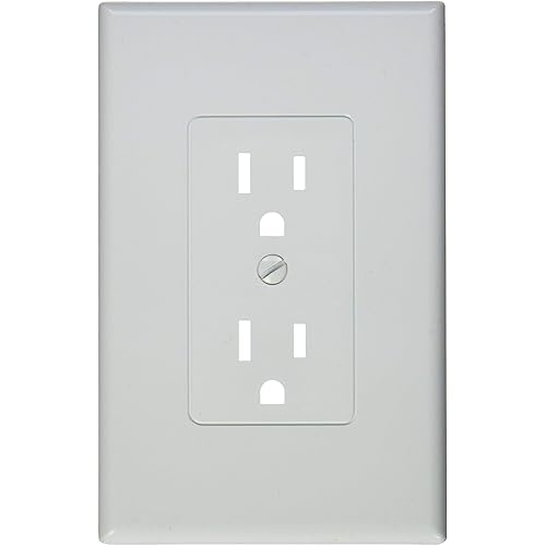 TayMac MW2500W Single-Gang Wallplate Non-Metallic Decorator Cover One Grounded Duplex, White Smooth(Pack of 5)