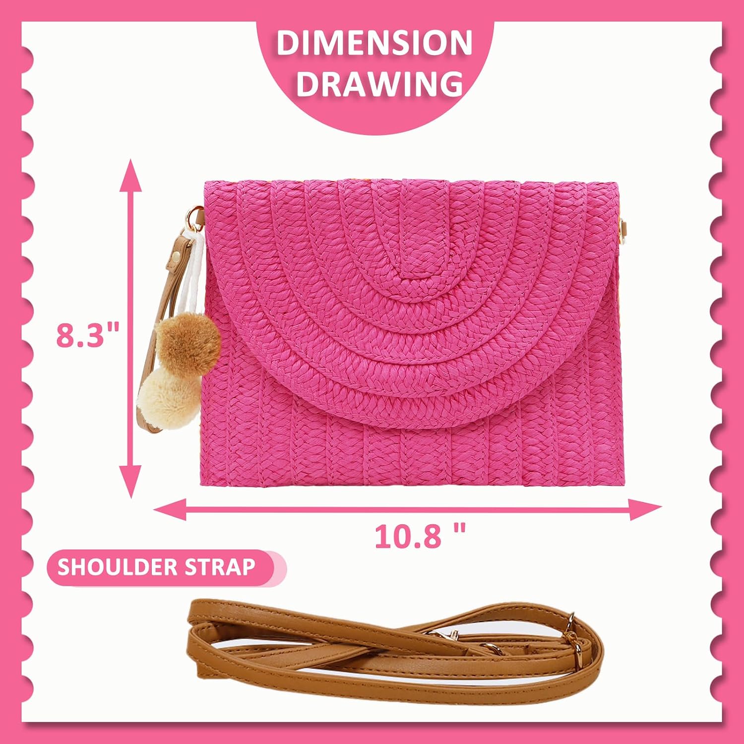 Crossbody Bags for Women, Straw Clutch Purses, Bohemian Handmade Woven Envelope Package