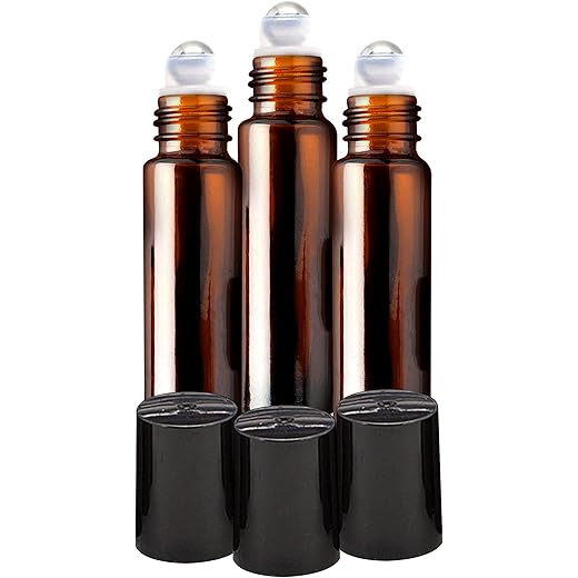 Empty Amber Glass Roll On Bottles 10ml (Pack of 3) 10 ml