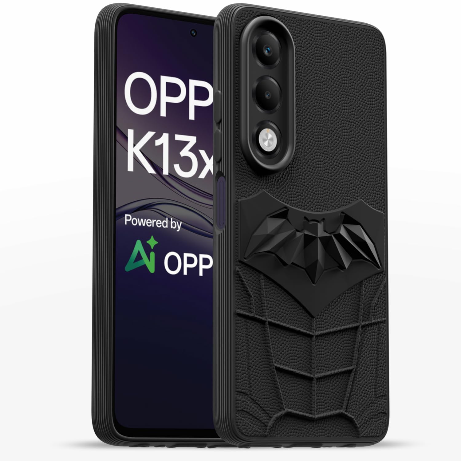Amazon Basics Back Cover for Oppo K13x 5G | 3D Silicon with Cloth | Shockproof | Stylish Bumper Case (Black)