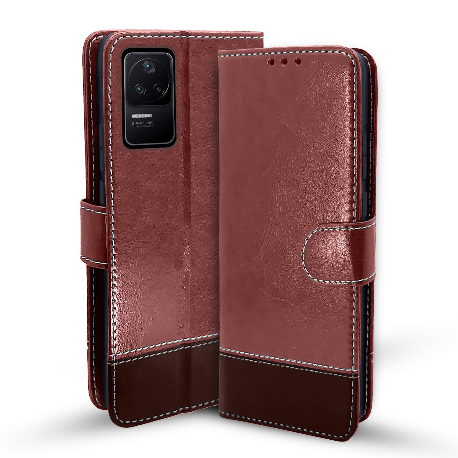 Pikkme Mi Poco F4 5G Flip Cover | Dual-Tone PU Leather Finish | Wallet Style & Stand | Magnetic Flip Case for Mi Poco F4 5G (Brown & Coffee) (B0B9NJ81LW) Amazon Price History, Amazon Price Tracker