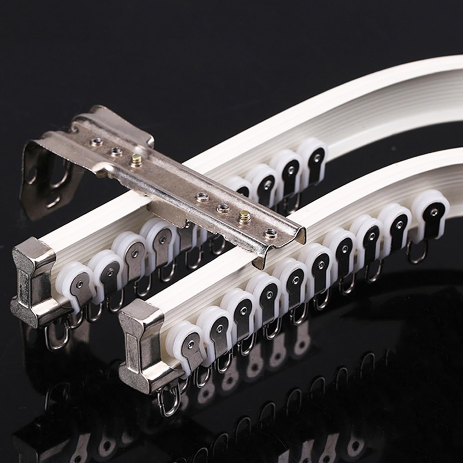 Curved Room Divider Ceiling Track For Curtains Bendable Bay Window Curtain Track Flexible Aluminum Curtain Rod Fits All Shape Of Window Easy To Install(Color:A-Wall,Size:Double-3.0m/9.8ft)