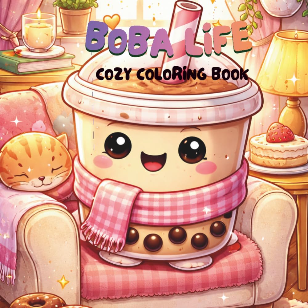 Boba Life Cozy Coloring Book: Adorable and Relaxing Designs Featuring Cute Boba Characters and Cozy Scenes for Adults and Teens