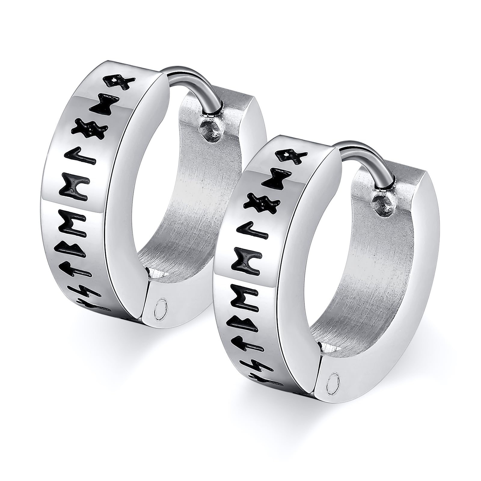 8 Paia Orecchini Uomo Acciaio Inossidabile - Stile Vichingo Con Rune E Cerchi | 18G Per Cartilagine E Trago - Foto 12